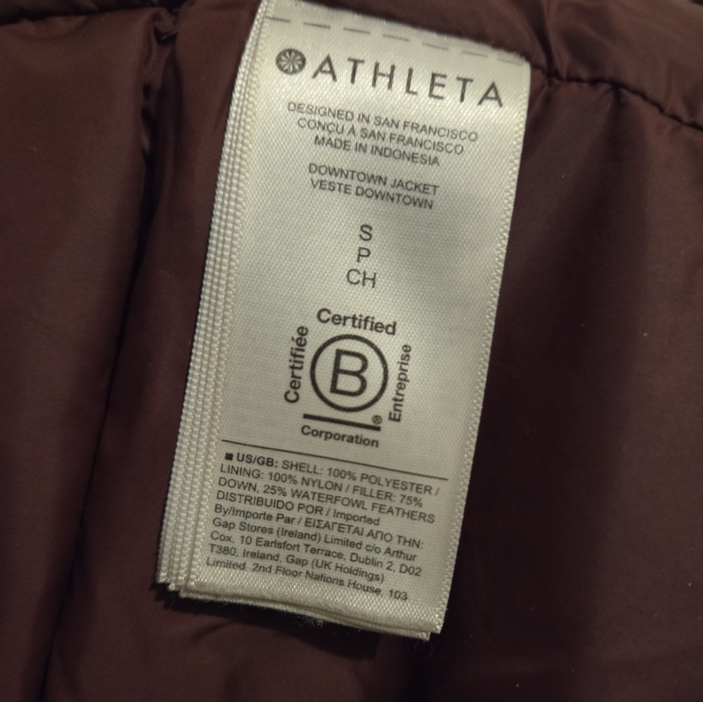 Women's Athleta Downtown/Puffer Jacket Full Zip in Maroon/Burgundy Size:Small - Picture 11 of 11